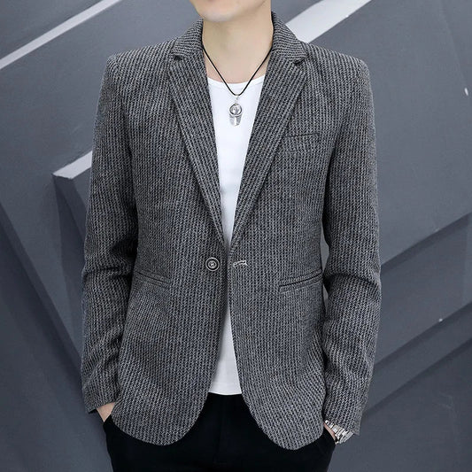 2026 Men's Suit Autumn Coat Korean Version of Youth Slim Handsome Casual Single Suit Trend Spring and Autumn Coat Everything