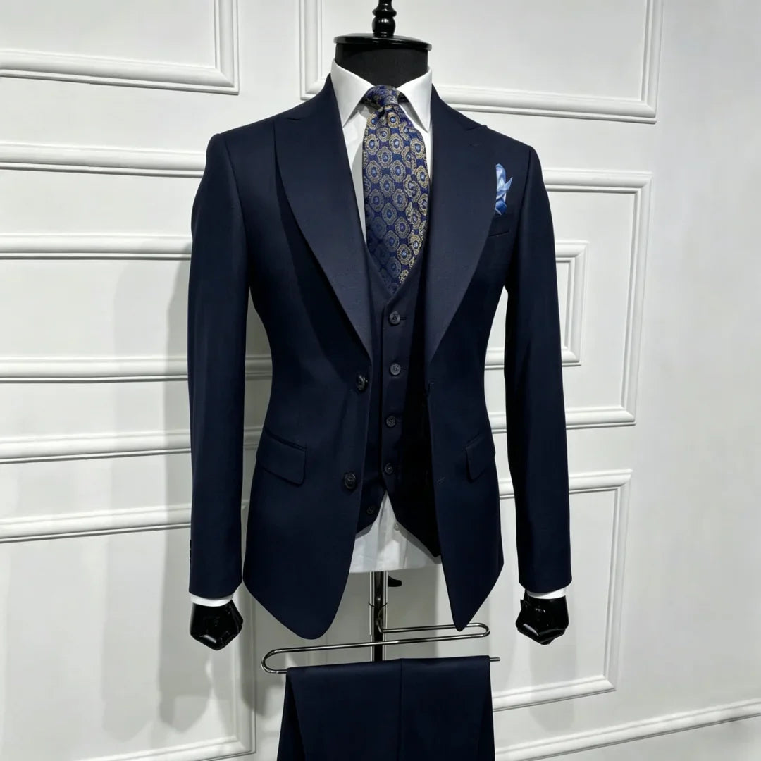 Men Suit Brown 3 Piece With Lapel Single Breasted Solid For Wedding Groom Birthday Banquet Party Business Work Jacket Vest Pants