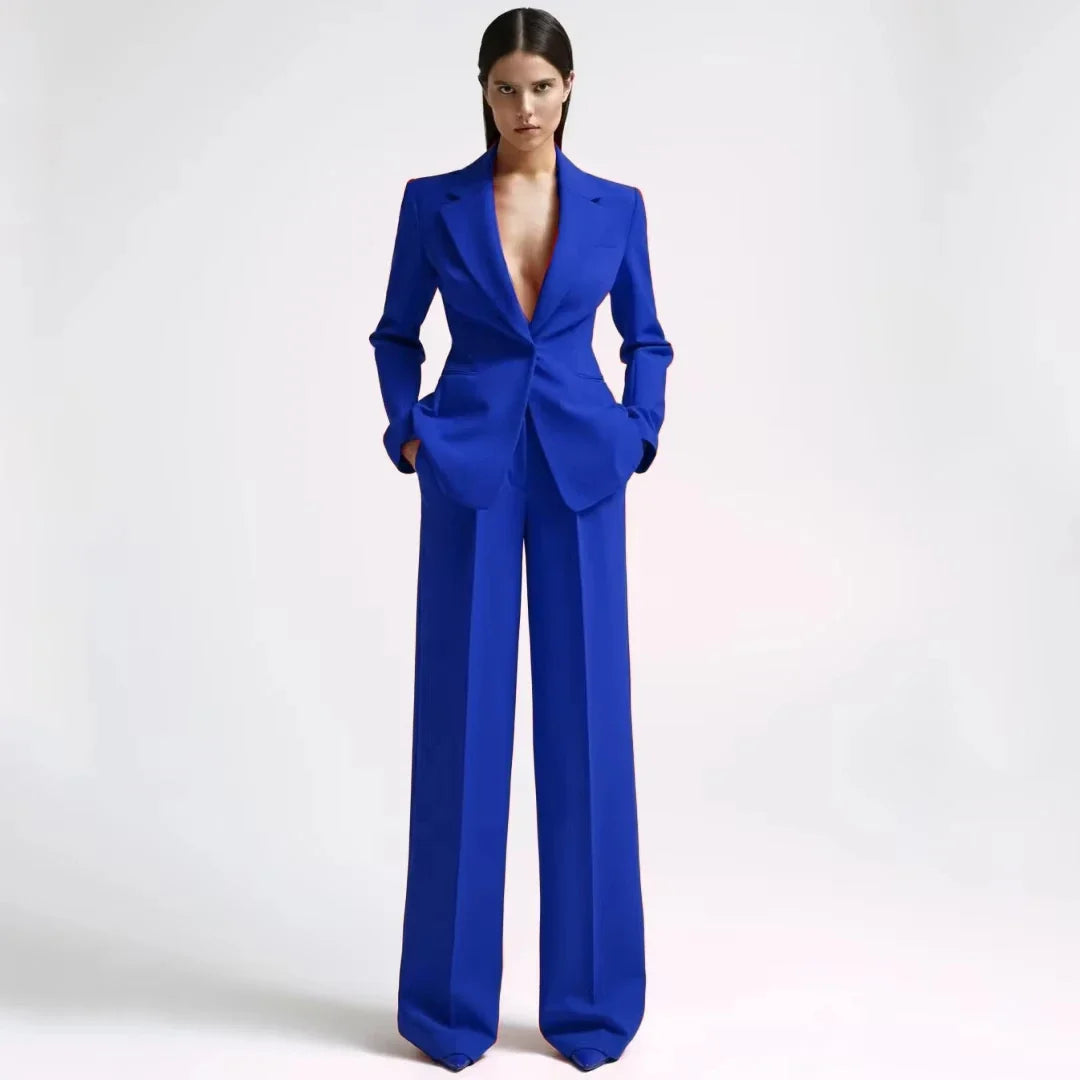Women Suit 2 Pieces Red With Lapel Single Button For Wedding Party Business Work Daily Commute Casual Shopping Blazer And Pant