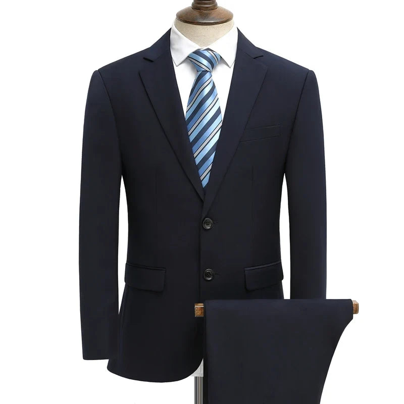 Men's Smart Casual 2-Piece Suit Set – Single Breasted Blazer and Trouser for Travel and Business