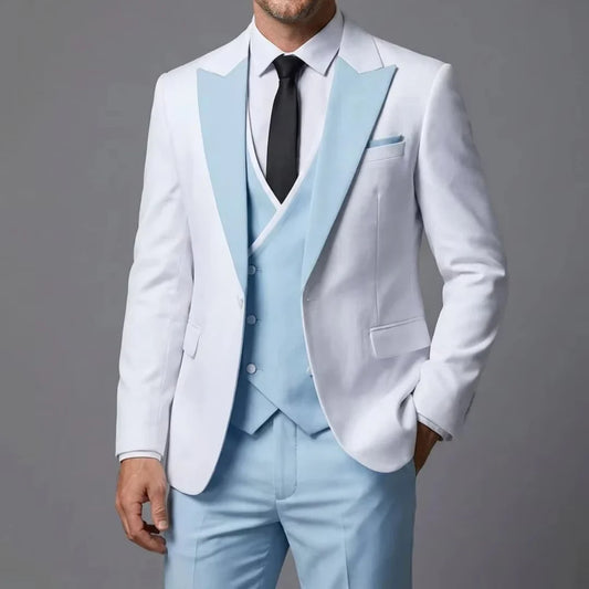 Men's 3-Piece Slim Fit Suit with Lapel for Wedding, Groom, Prom & Banquet – Multi-Color