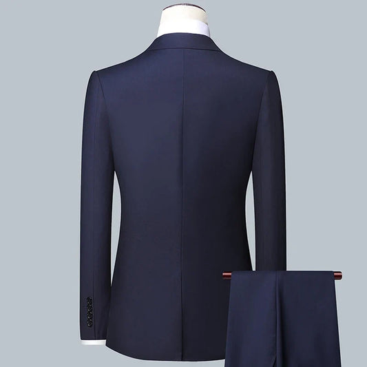 Men's Slim Fit Two-Piece Suit Set – Smart Casual Wedding & Office Formal Wear