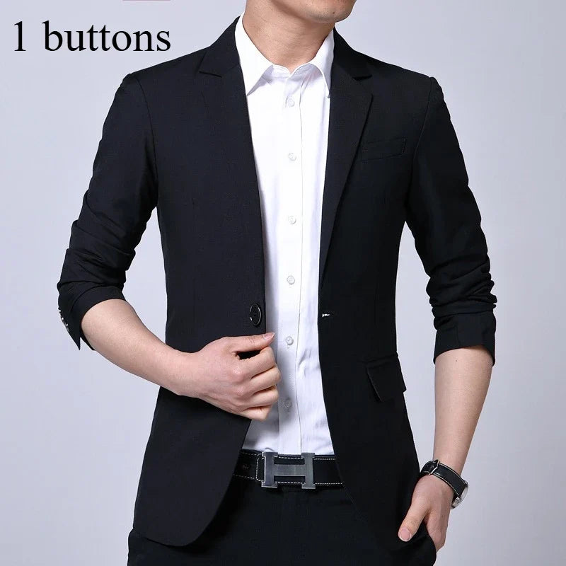 Blazer Men's Fashion Premium Business Outdoor Self-cultivation Gentleman English Style Solid Color Casual Hosts Weddings Blazer