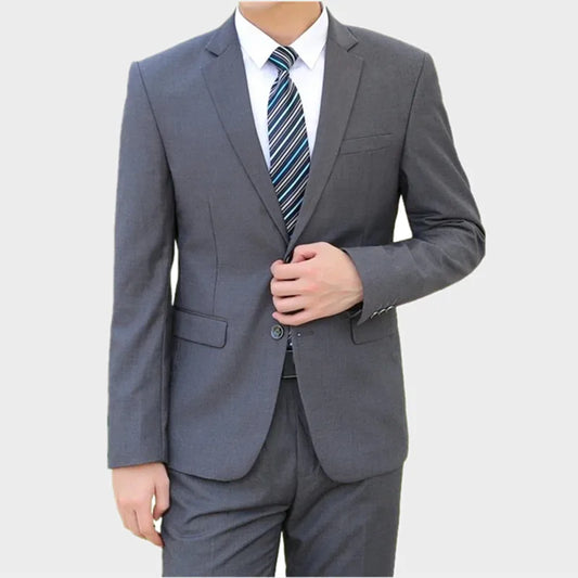 Men's Fashion Business Gentleman Italian Style Slim Solid Color Professional Suit Wedding Groom Best Man Suit