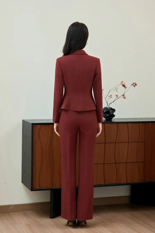 Fashionable professional women's clothing, high-quality two-piece pants + blazer, elegant temperament, beautiful charming