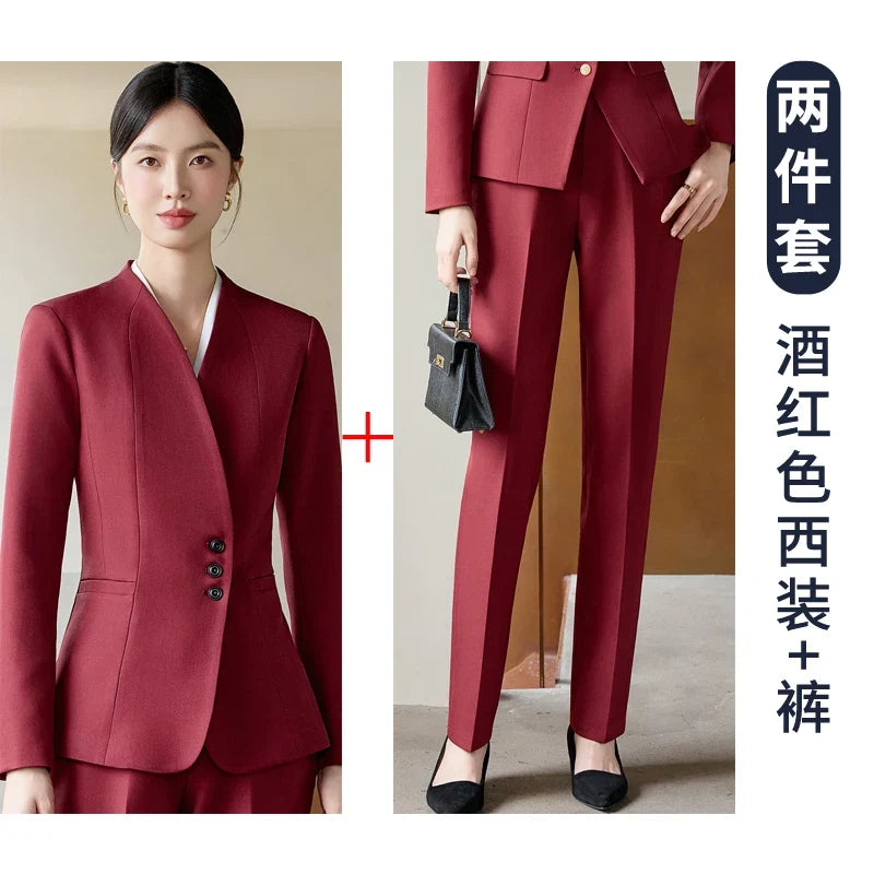 Fashionable professional women's clothing, high-quality two-piece pants + blazer. Exquisite and elegant. New 2025
