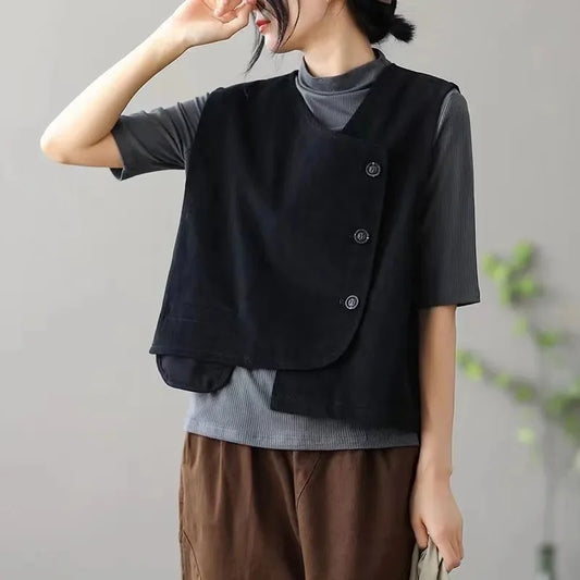 Spring Ladies Irregular Cowboy Vest Jacket Summer Femme Fashion Sleeveless Outwear Korean Women Solid Color Denim Waistcoat Coat