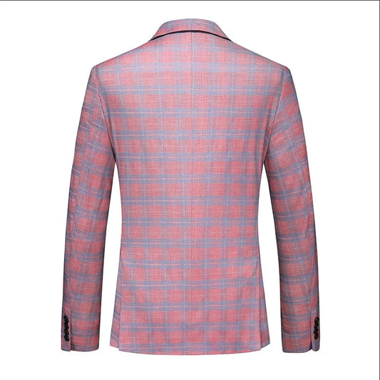 (Jacket + Pants) Men Wedding Party Double Breasted Suits New Male Slim Fit Flip Collar Formal Dress Set