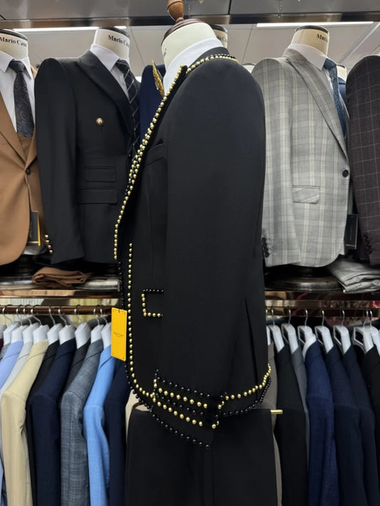 New Luxurious Men's Suits 3 Pieces Wedding Groom Sets Long Sleeve Slim Fit Suit Set Formal Occasions Wear Plus Size S-3XL