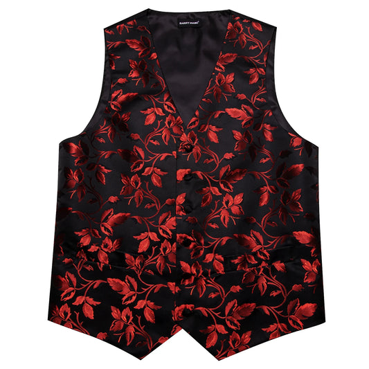 Men's Vest Single-Breasted Formal Waistcoat Floral V-Neck Fit for Wedding Business Party