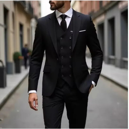 Costume Homme Slim Fit Uni Costume de Mariage Formel de Style Britannique pour Marié Ensemble de Costume Respirant Léger de Haute Qualité