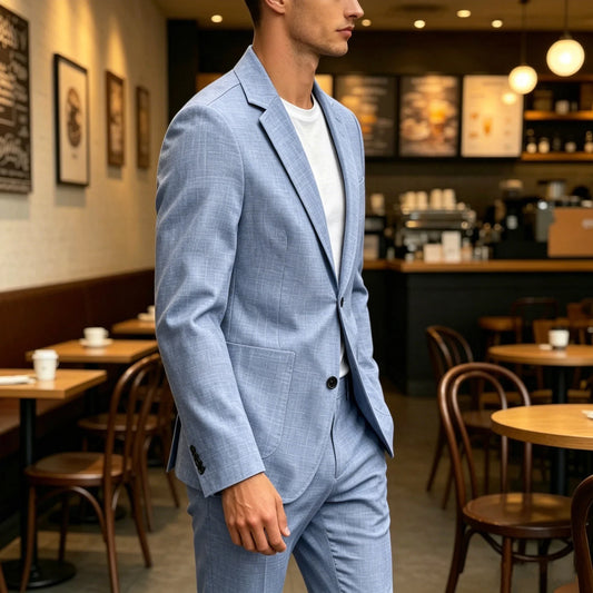 Men's Linen Suit 2-Piece Set – Slim Fit Blazer and Pants for Men | Wedding, Business & Summer