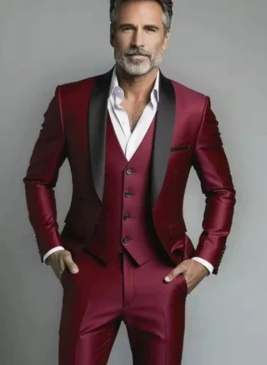 Veste Gilet Pantalon Couleur Unie Costume Homme Formel Business Bureau Marié Mariage Fête Blazer Gilet Pantalon Smoking