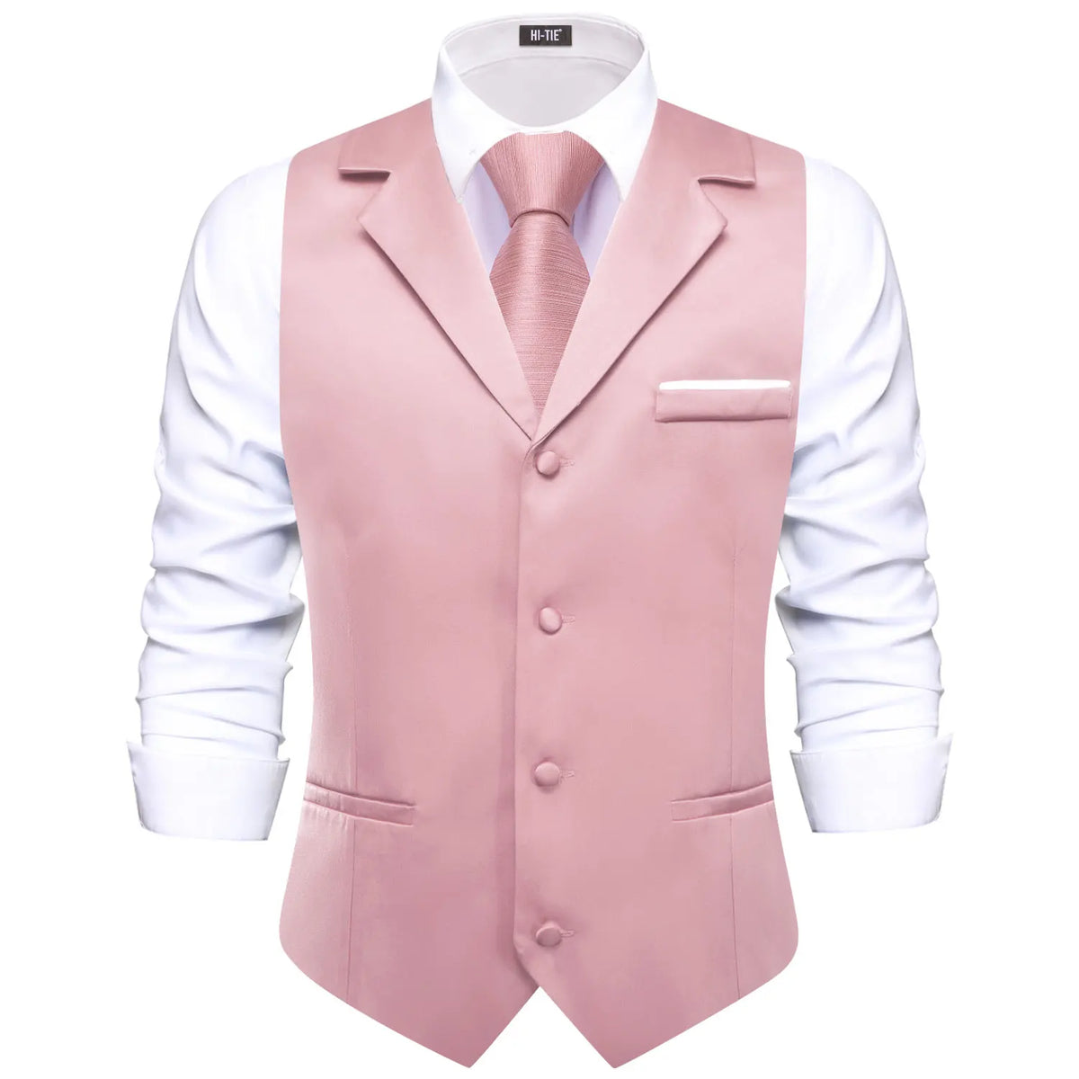 Men's Vest with Tie Jacquard V-Neck Waistcoat for Casual Business and Party Occasions – Champagne