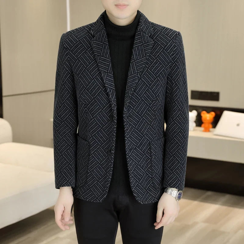 Blazer Autumn and Winter Men's Fashion Outdoor Travel Youth Wedding Slimming Casual Formal Wear with Cotton Warmth Blazer 2025