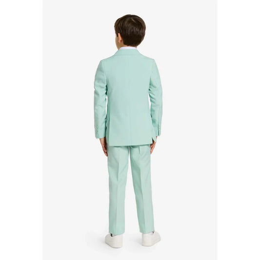 Mint Green Boy Suits Fashion Notch Lapel Single Breasted Children Sets Chic Daily Casual Wedding Kids Clothes (Jacket+Pants)