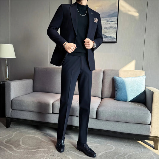 High Quality Suit Set for Men 2 Pieces (Blazer+Trouser) Office Work Party Prom Wedding Groom Business Formal Casual Suits M-5xl