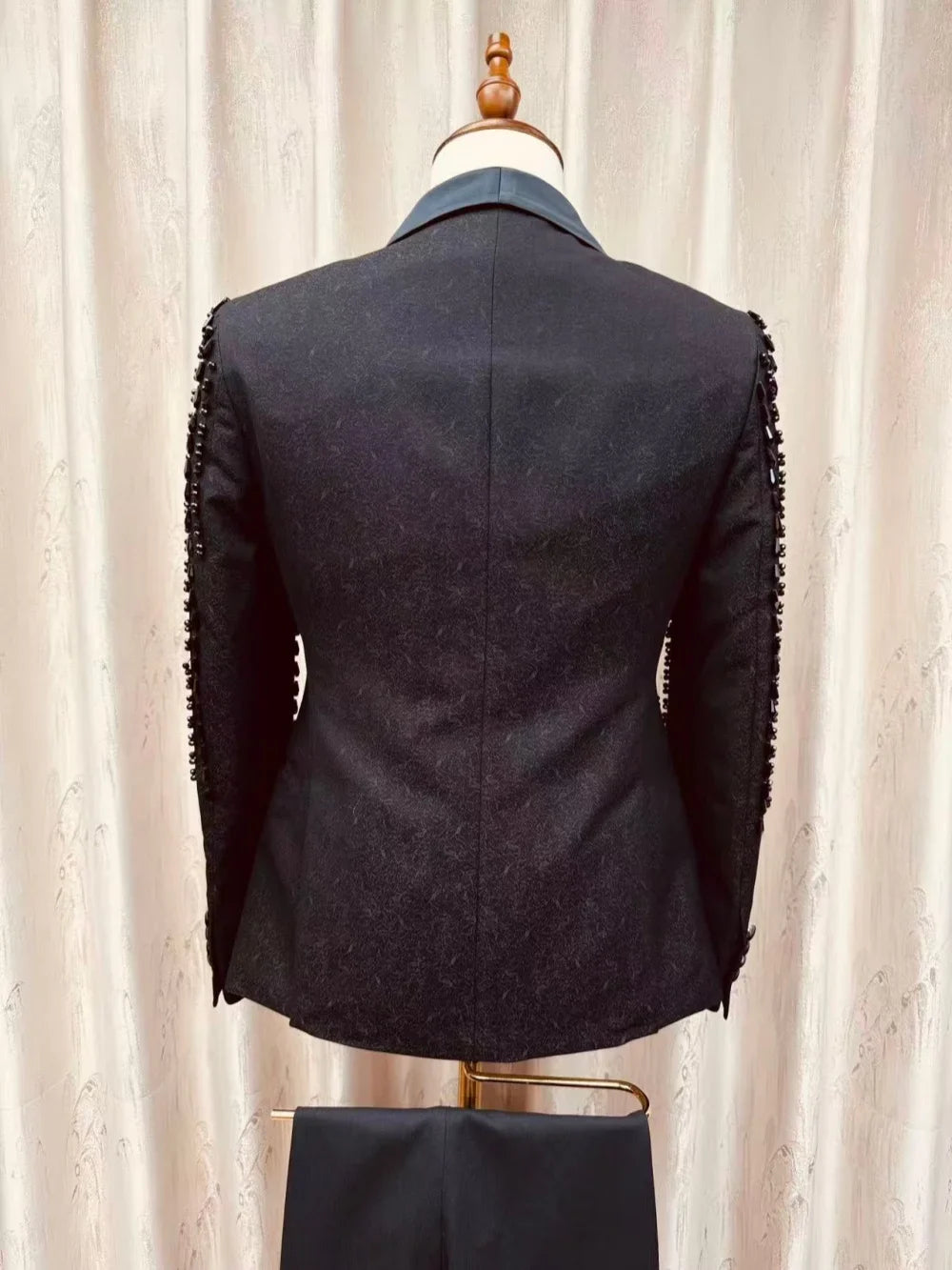 Jacquard Opulent Beaded Suit Set 3 Pieces For Men Elegant Men's Slim Fit Tuxedo Wedding Groom Sets Formal Man Suits Party Wear