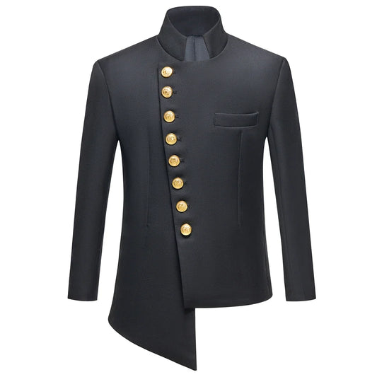 Boys 2-Piece Suit Set Gold Buttons Half Stand Collar for Wedding Party Christmas Ages 3–14