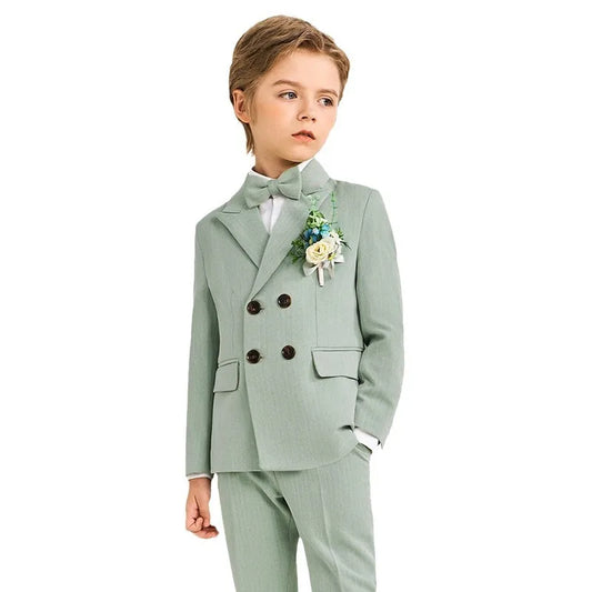 Children Light Green Piano Party Dress Kids Formal Ceremony Tuxedo Dress Children Photograph Blazer Evening Performance Costume