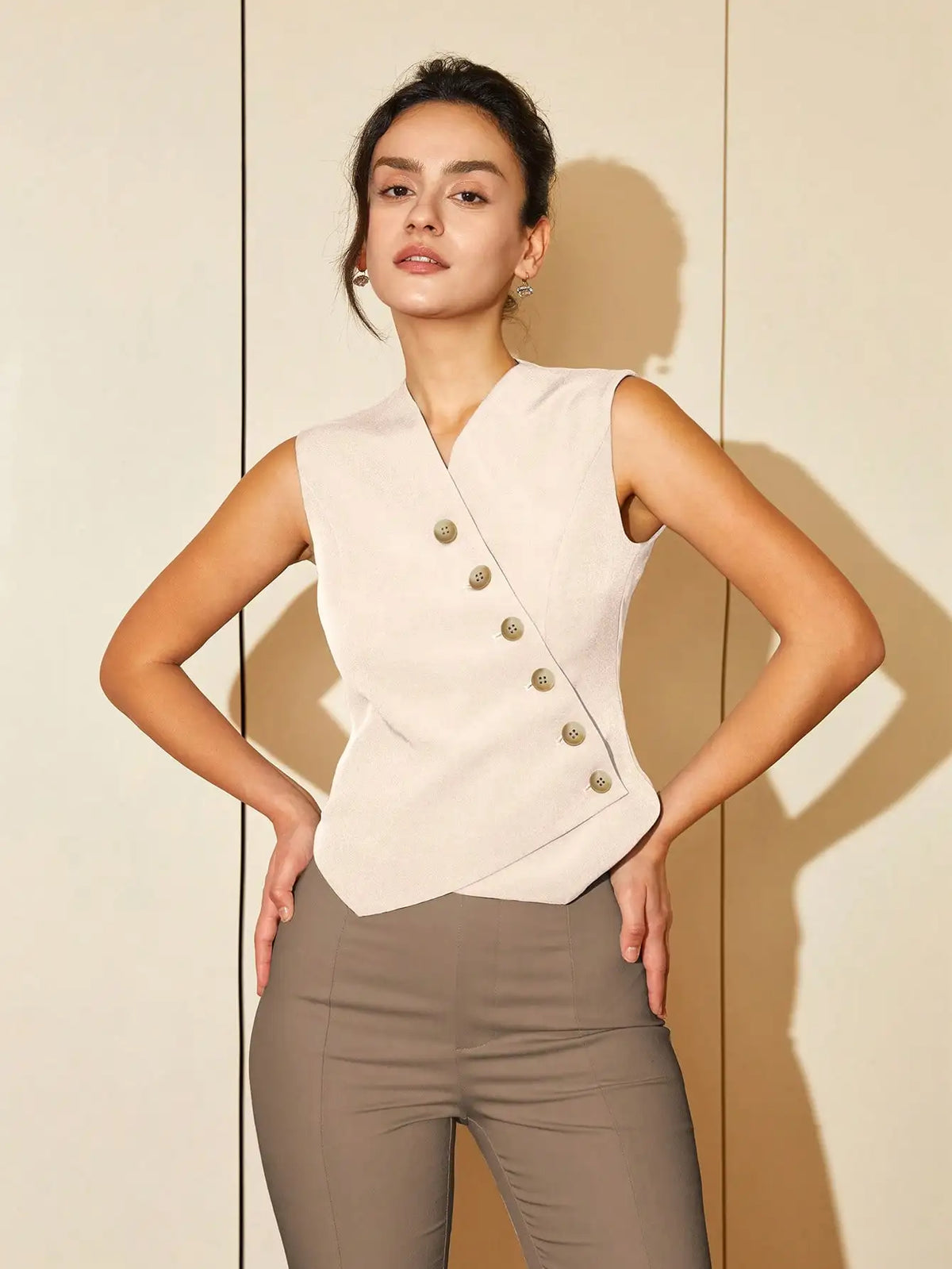 Women's Front Button Vest Blazer