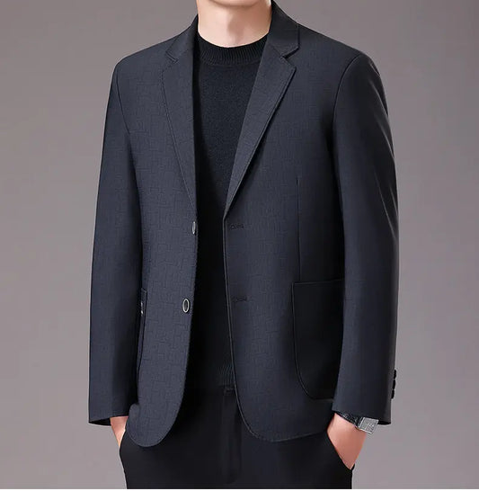 Men's Smart Casual Blazer – Single Breasted Polyester Jacket for Spring & Autumn
