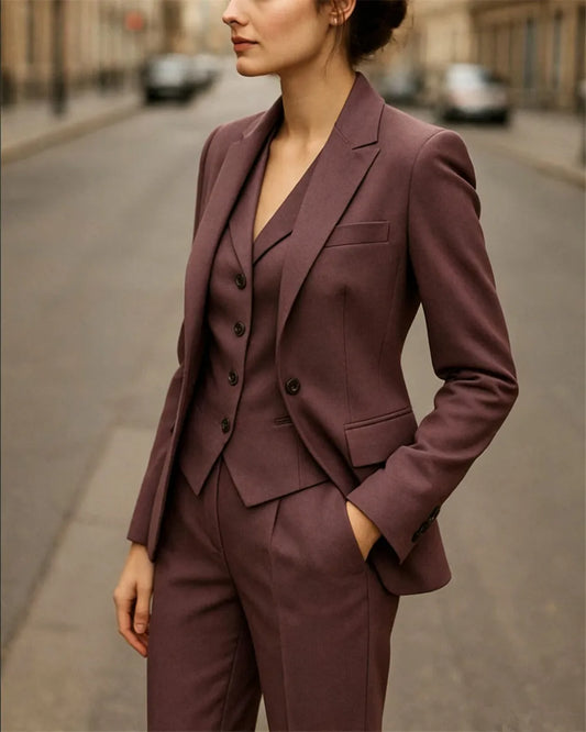 New Women's Suits 3 Pcs Elegant Formal Slim Fit Workwear Business Party Suits Wedding Guest Outfit (Jacket+Vest+Pants
