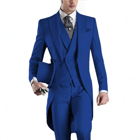 Custom Made White/black/grey/burgundy Serge Tailcoat Men Party Prom Groomsmen Suits For Wedding Tuxedos Jacket+pants+vest 3 Pic