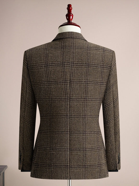 High Quality Retro Fashion 50% Woolen Men's Suit Jacket Autumn Winter Thicken Warm Business Slim Casual Wedding Coats Tailcoat