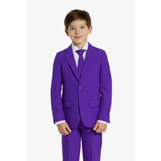 Purple Boy Suits Chic Notch Lapel Single Breasted Clothing Daily Casual Wedding Party Formal Kids Clothes (Jacket+Pants)