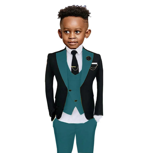 Colorful Kids Fashionable Suit Set 3 Pieces Performance Costumes High Quality Boys Suits Wedding Guest Tuxedo 2-20T