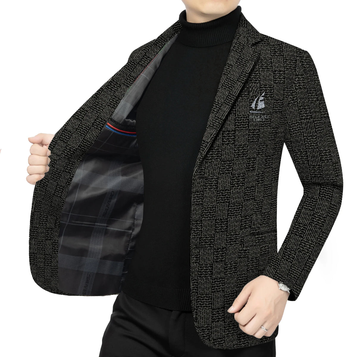 Men's Smart Casual Blazer – Single-Breasted Suit Jacket for Spring & Autumn in Black & Khaki