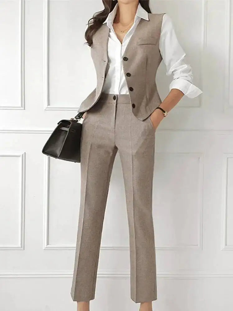 Fashion Women Suits 3 Piece Chic Peak Lapel Single Button Outfits Business Office Pants Sets (Blazer+Vest+Pants) Customized
