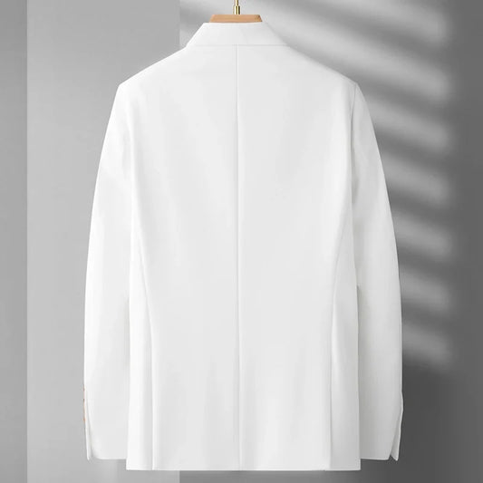 (XL-7XL)2025 New Plus-size White Suit Men's Business Casual Double-breasted Suit British Style Professional Single West Coat