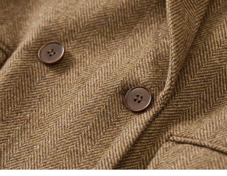 Wool Blend Tailored Blazer Coat Women Winter Straight Jacket 2026 England Style Fashion Female Outerwear 144X57016