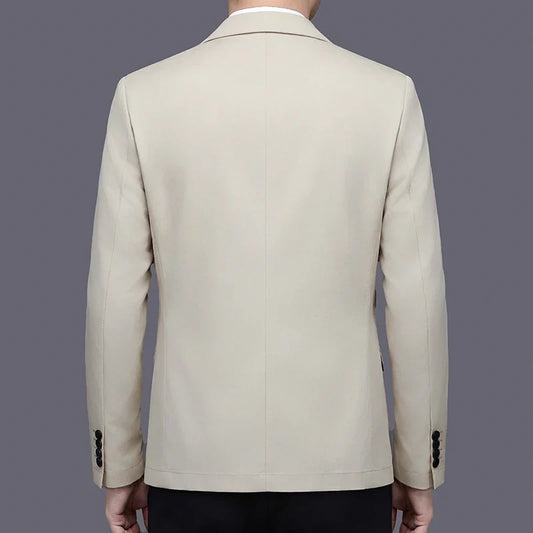 Men's Smart Casual Single-Breasted Collarless Blazer for Spring and Autumn