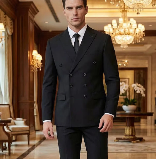 Man 2 piece outfit set Pointed collar high-quality slim jackets men's suit with peak lapel for wedding Summer beach