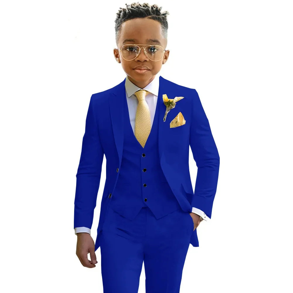 Formal Boys Suits Wedding Tuxedo 3 Pieces 2-20T Kids Slim Fit Jacket Vest Pants Birthday Party Sets School Performance Outfit