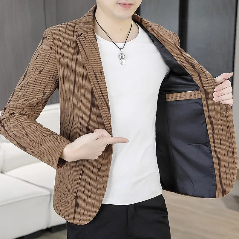 Blazer Men's Fashion Outdoor Travel Gentleman Wedding Slimming Business Versatile Trendy Casual Korean-style Formal Wear Blazer