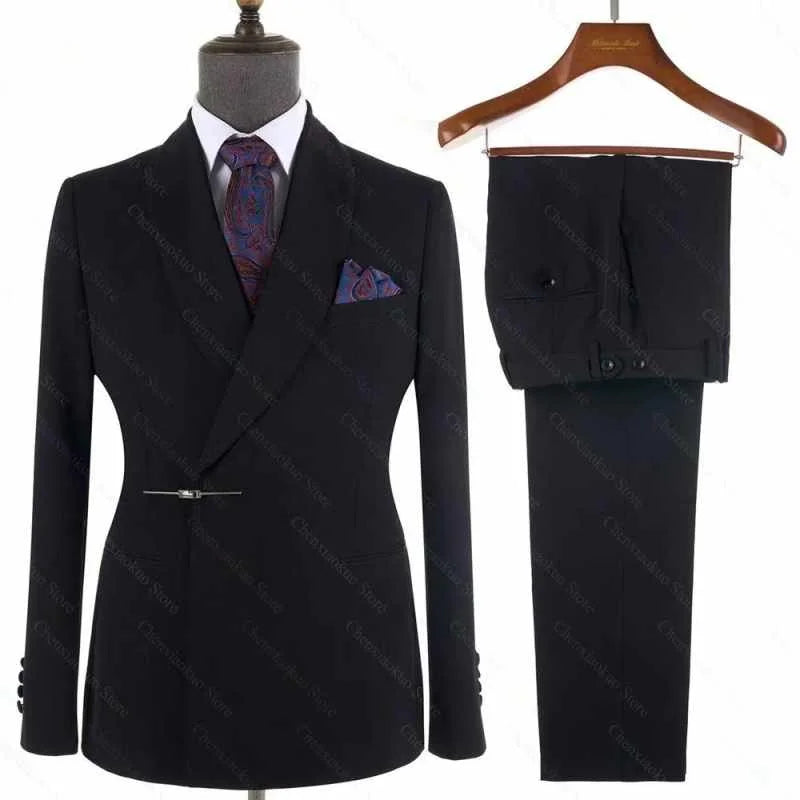 2-Piece Blazer+Pant Men's Wedding Tuxedo Jacket Groomsmen Smoking Business Slim Fit Casual Clothes for Men