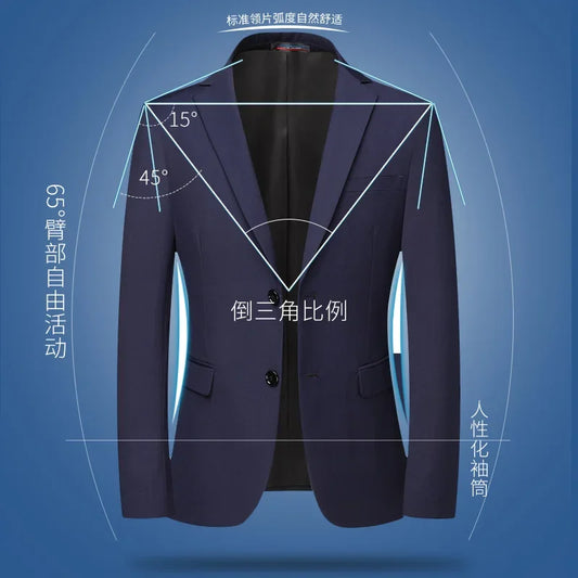 Blazer Fashionable Business Outdoor Gentleman, Trendy Solid Color Men, Formal Casual and Slimming Wedding Host Gentleman Blazer