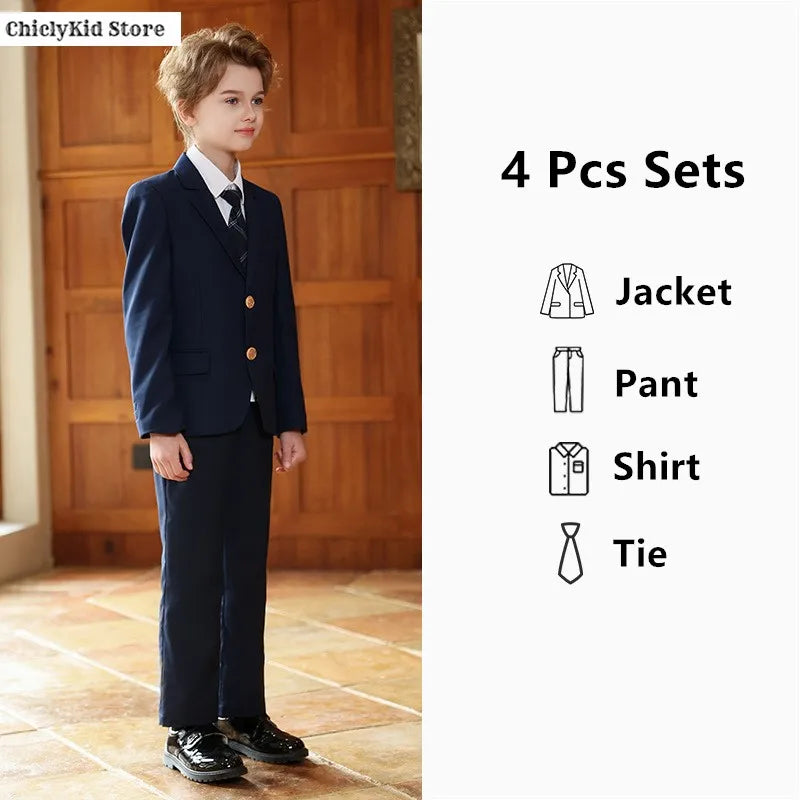 Girls Jacket Plaid Skirts Suits Boys Blazer Formal Dress Toddler Student Clothes Sets Children School Uniform Kids Class Outfits