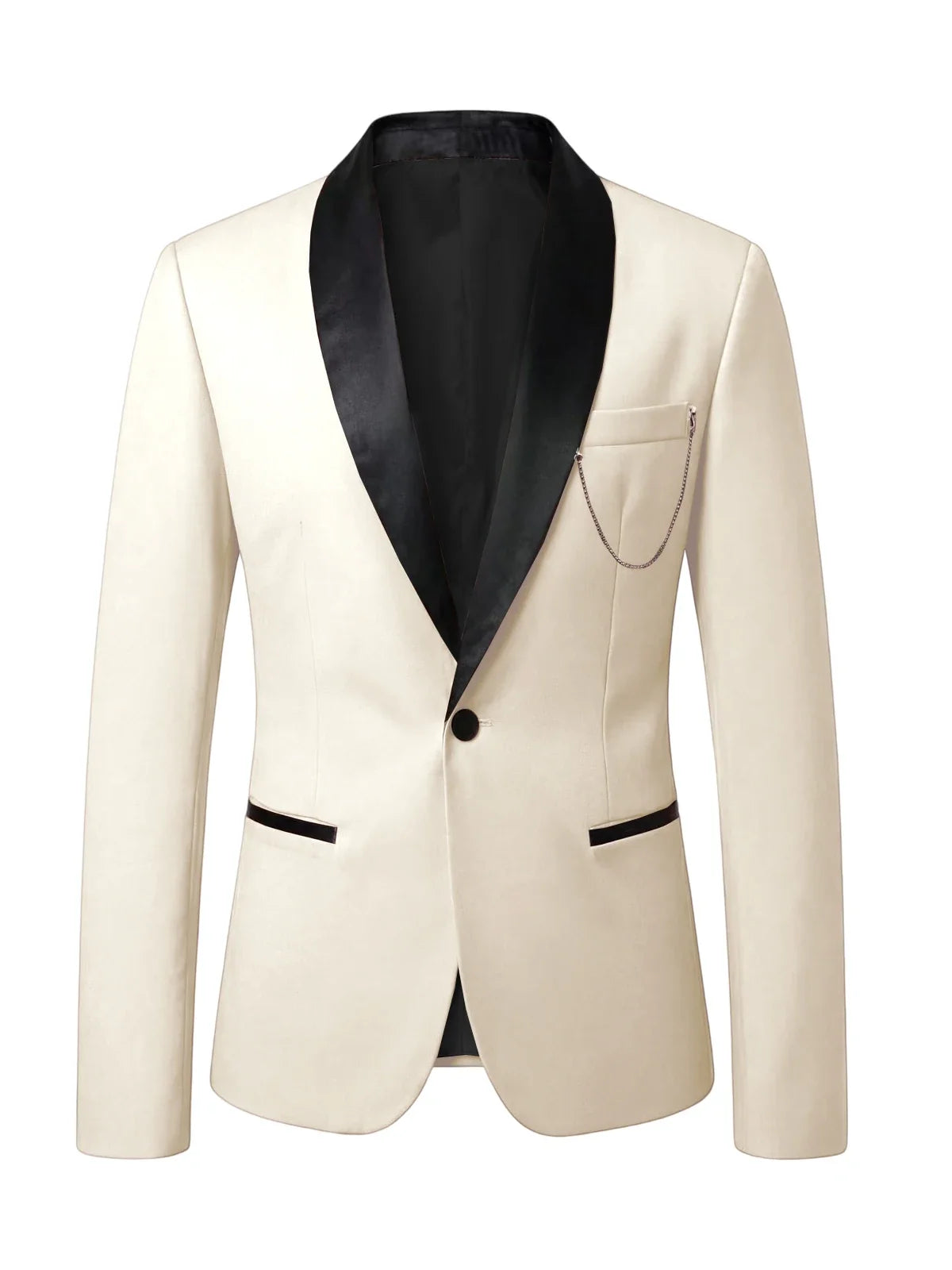 Men's Slim Fit Tuxedo Blazer Satin Shawl Collar One Button Formal Business Suit Jacket for Wedding Prom Party For Spring Summer
