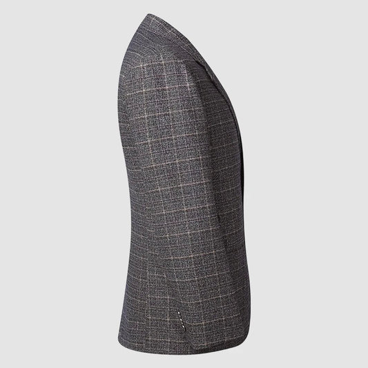 High-End Men's Fashionable Grid Suit Jacket Versatile Trendy Elderly Men's Single-Breasted Elegant Outerwear