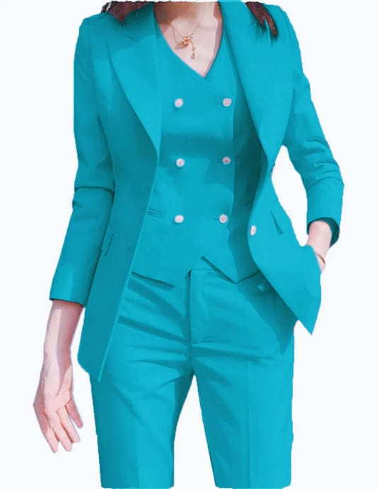 Fall Outfits Suit Jacket Three Piece Sets for Woman Office Wear Formal Womens Blazer and Pants Suits Set Elegant Female Business