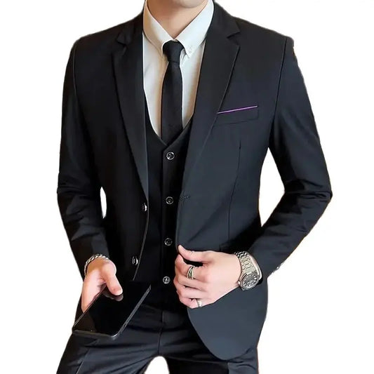 Men's 3-Piece Formal Suit – Single Breasted, Straight Fit, Business & Wedding Style