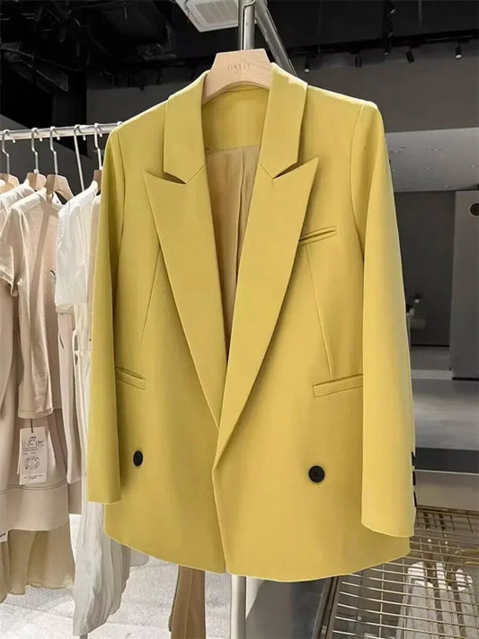 Women's Long Sleeve Blazer Korean Fashion Office Straight Suit Jacket Casual Loose Street Trend for Spring Autumn