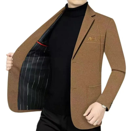 Men's Smart Casual Blazer Single Breasted Suit Jacket for Business and Shopping