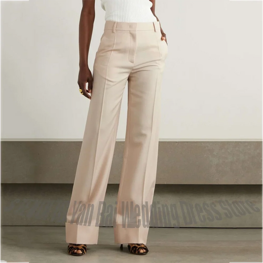 Elegant Women's Suit Two Pieces Straight Double Breasted Office Work Classic Solid Color Formal Outfit Set(Jacket+Pants)