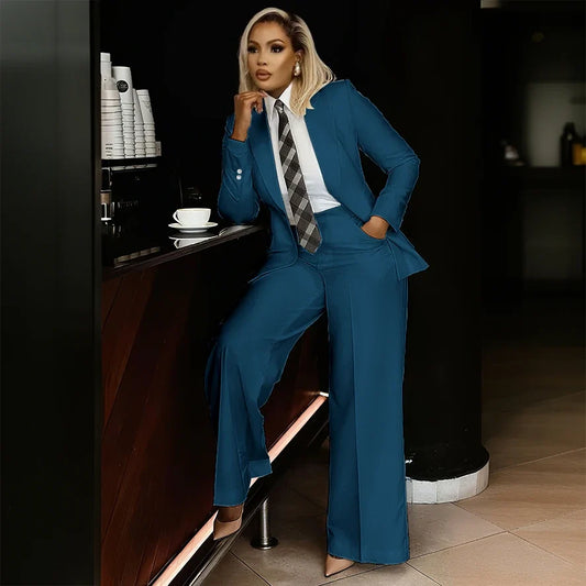 White Women's Suits Modern Formal Fashion Single-breasted Peak Lapel Two Pieces (Jacket+Pants) Office Lady Simple Set